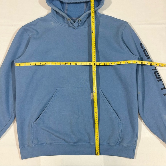Carhartt Sweatshirt Mens Large Original Fit Hoodie Pocket Workwear School Blue - Picture 3 of 10